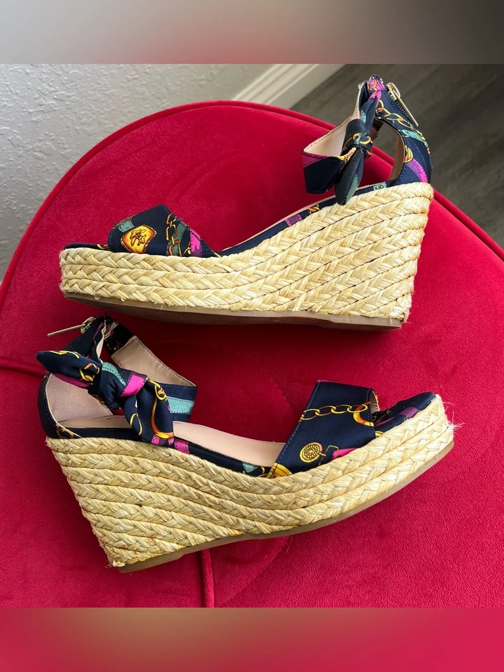Nanette Lepore Women’s Symphony Espadrille Wedge Sandals In Navy Blue Satin